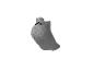 Graue Socke mit schwarzem Logo.