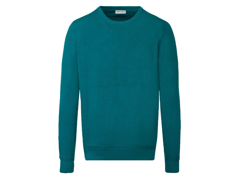 Ein tealfarbener Pullover mit langen Ärmeln von Fruit of the Loom.