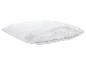 Weißes gestepptes Kissen mit offenem Reißverschluss und sichtbarer Füllung
