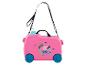 Rosa Kinder-Trolley mit Peppa Pig Motiv, tropischer Stil.