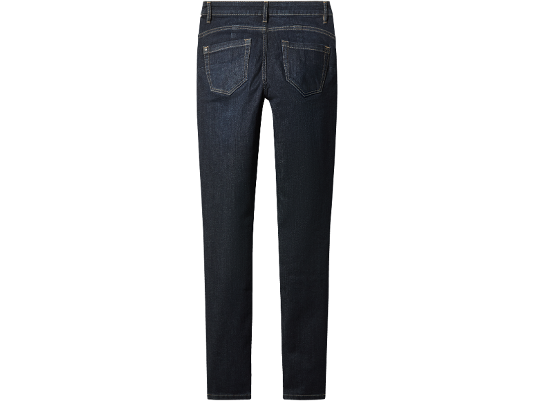 Dunkle Damenjeans mit Gesäßtaschen und Kontrastnähten.