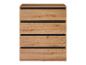 Ein Holzschrank mit vier Schubladen.