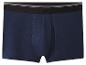 Marineblaue Herren-Boxershorts mit schwarzem Gummibund und grauen Streifen.