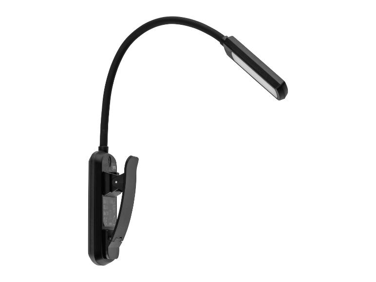 Schwarze Klemm-LED-Leselampe mit flexiblem Hals