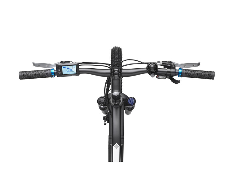 Lenker eines schwarzen E-Bikes mit Key-Digi Display.
