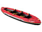 Ein rotes aufblasbares Kajak von Crivit für vier Personen.