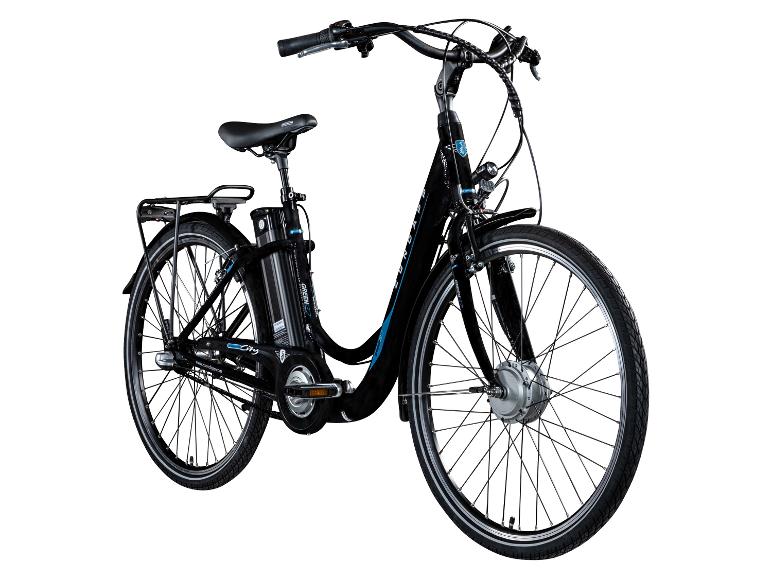 Zündapp City E-Bike: schwarzes Modell, integrierter Akku.