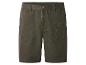 Olivgrüne Herren-Shorts mit Taschen und Holzknopf.