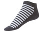 Ein Paar graue Socken mit weißen Streifen