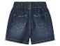 Dunkelblaue Kinder-Jeansshorts mit elastischem Bund und Gesäßtaschen.