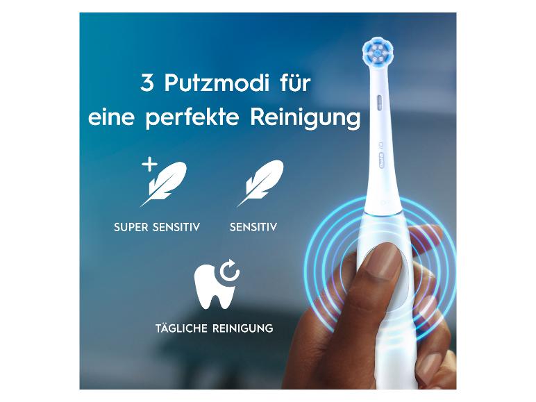 Oral-B elektrische Zahnbürste mit 3 Putzmodi: super sensitiv, sensitiv und tägliche Reinigung.