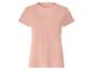 Einfaches pfirsichfarbenes Damen-T-Shirt mit kurzen Ärmeln und Rundhalsausschnitt