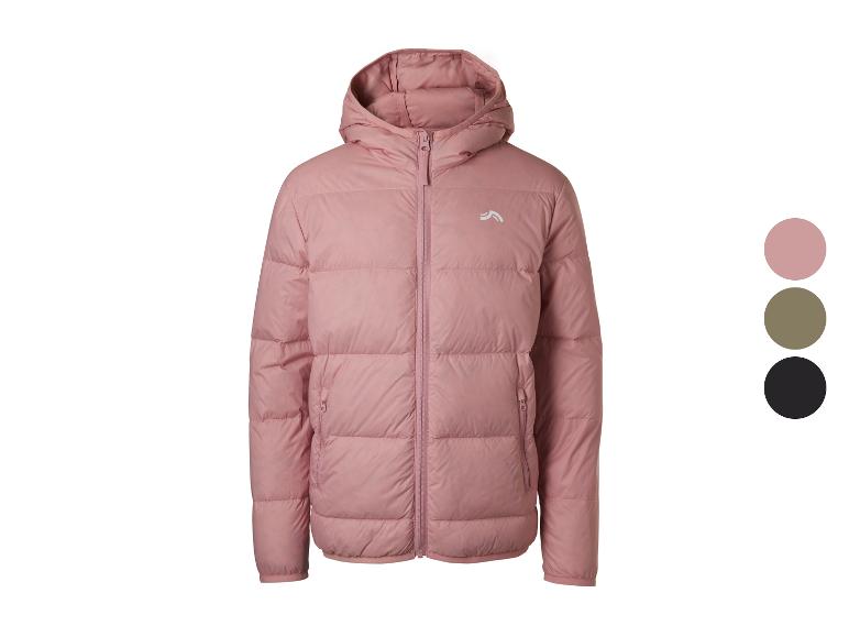 Rosa Steppjacke mit Kapuze und Reißverschluss, mit zusätzlichen Farboptionen.