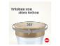 Ein Trinkbecher mit 360-Grad-Trinkrand, Text: 'Trinken von allen Seiten'