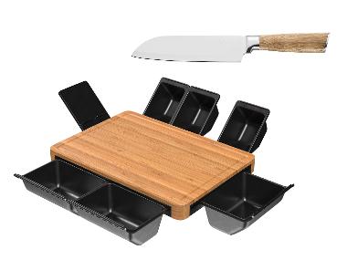 ERNESTO® Schneidebrett-Set mit Smartphone-/Tablet-Halter & Asia Messer