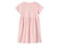 Rosa gepunktetes Kinderkleid mit kurzen Ärmeln und gerafftem Rock.