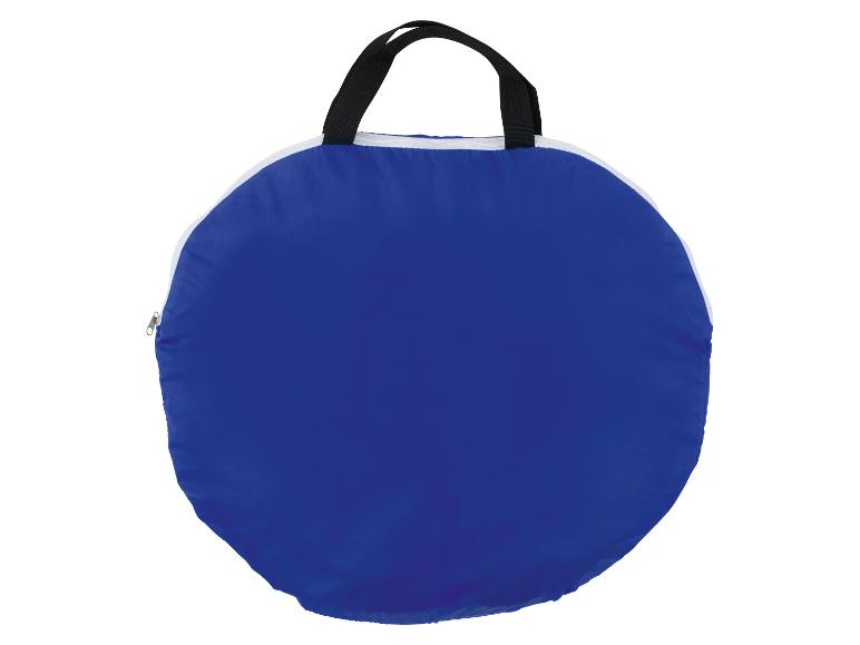 Blaue, faltbare Einkaufstasche mit Reißverschluss und Griffen