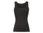 Ein schwarzes Tanktop mit Rundhalsausschnitt.