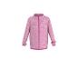 Rosa Reißverschlussjacke mit Stehkragen und gestreiftem Muster.