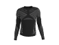 Schwarzes langärmeliges Sportshirt mit grauen geometrischen Mustern.