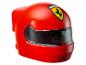 Roter Ferrari-Rennhelm mit dunklem Visier und dem Ferrari-Logo.