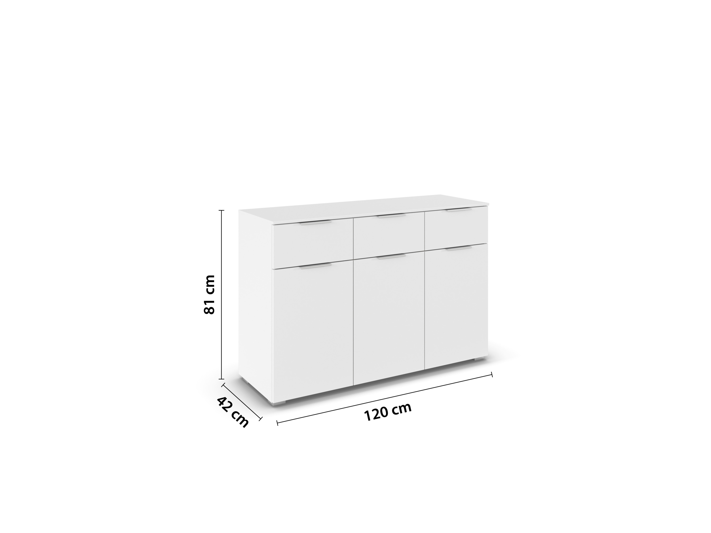 Thumbnail - rauch ORANGE Alabama Kommode (3-türig, 3 Schubladen, Weiß, 120 x 81 cm)