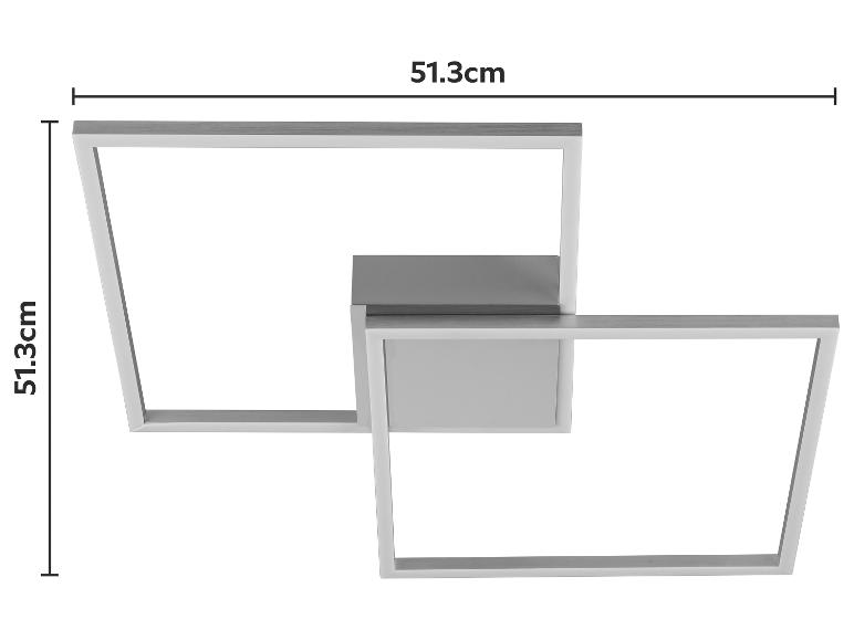 Moderne LED-Deckenleuchte in Grau und Weiß, 51,3 cm lang und 51,3 cm breit
