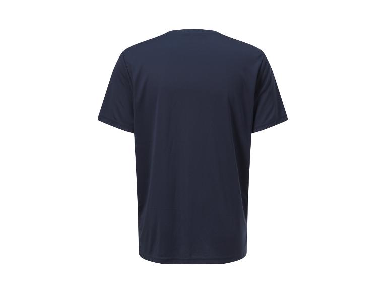 Dunkelblaues T-Shirt mit kurzen Ärmeln.