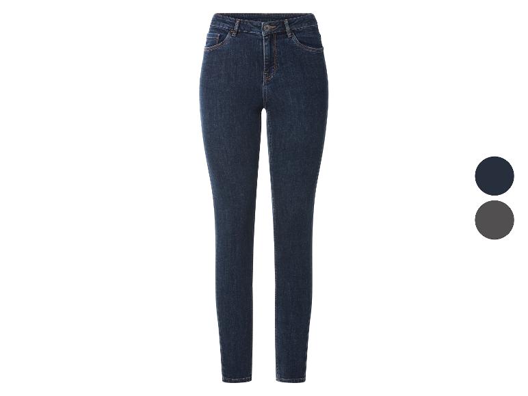 Dunkelblaue High-Waist Skinny Jeans, mit grauer Farboption.