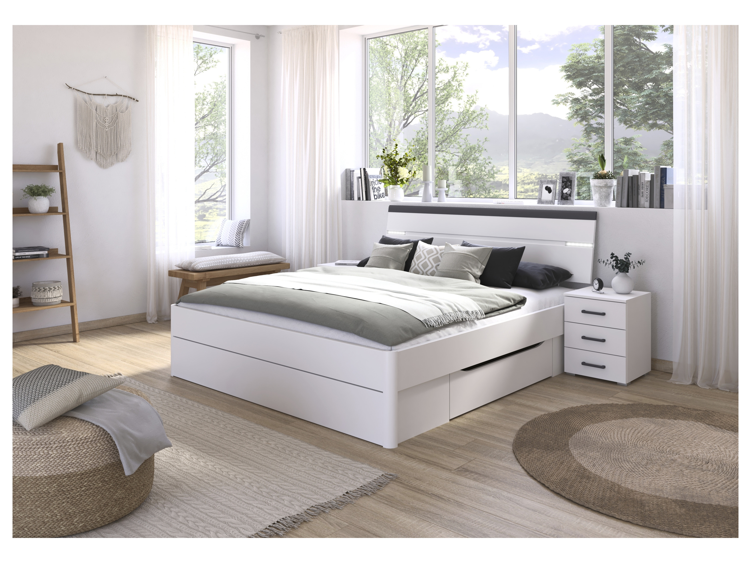 RAUCH BLUE Corvo Bett inkl. Sockelschubladen und LED-Beleuchtung Weiß Breite 185 cm/Höhe 102 cm – Bild 2 von 4