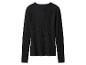 Schwarzes geripptes Langarmshirt mit Rundhalsausschnitt.