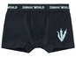 Schwarze Boxershorts mit Jurassic World-Motiv.