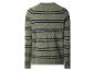 Grüner Herrenpullover mit dunkelblauen Streifen, Rückansicht.