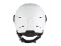 Weißer Skihelm von hinten mit Belüftungsschlitzen und Verstellrad