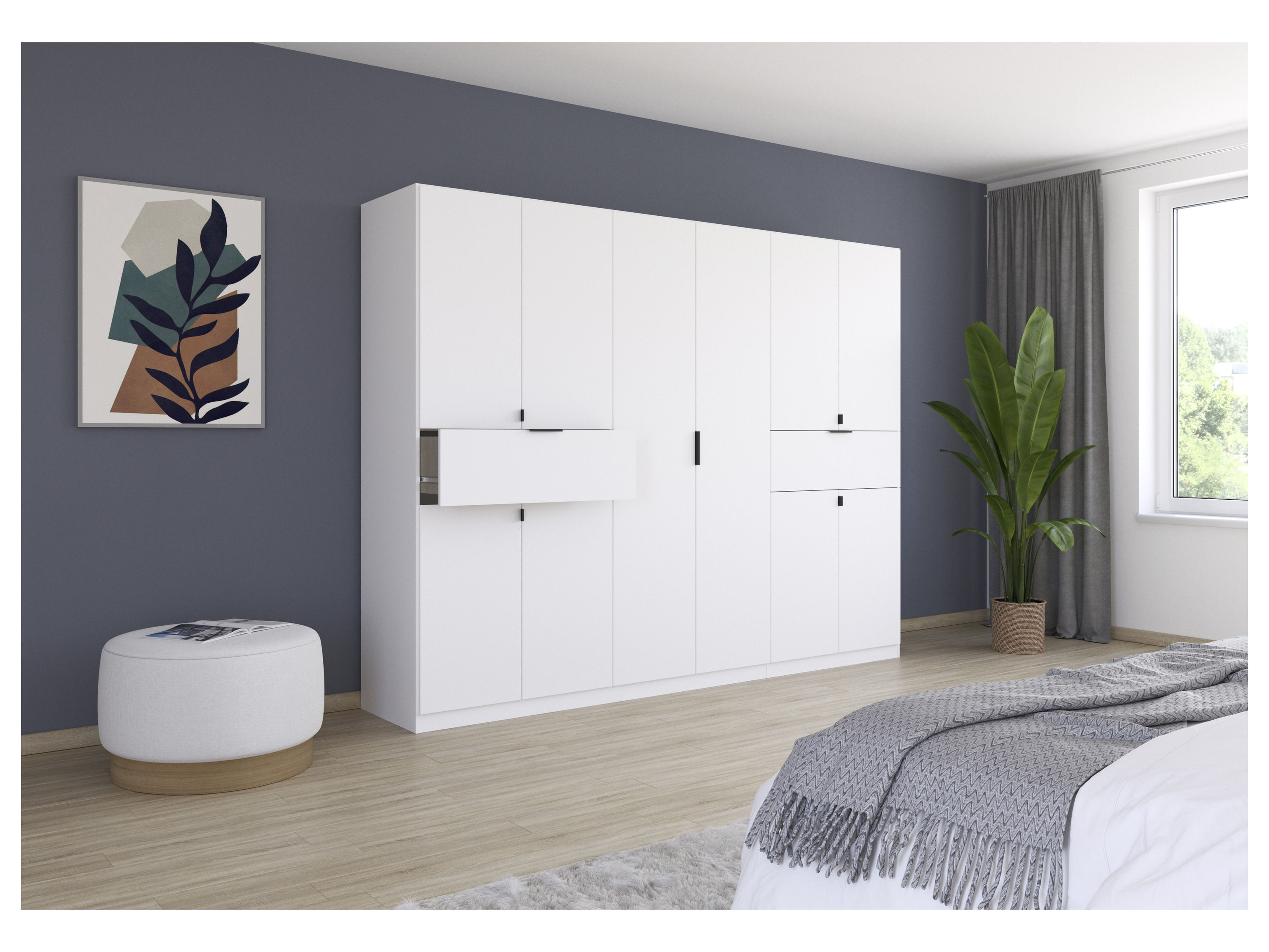 Thumbnail - rauch BLUE Ticao Drehtürenschrank (10-türig, 2 Schubkästen, Alpinweiß, 271 x 210 cm (BxH))""