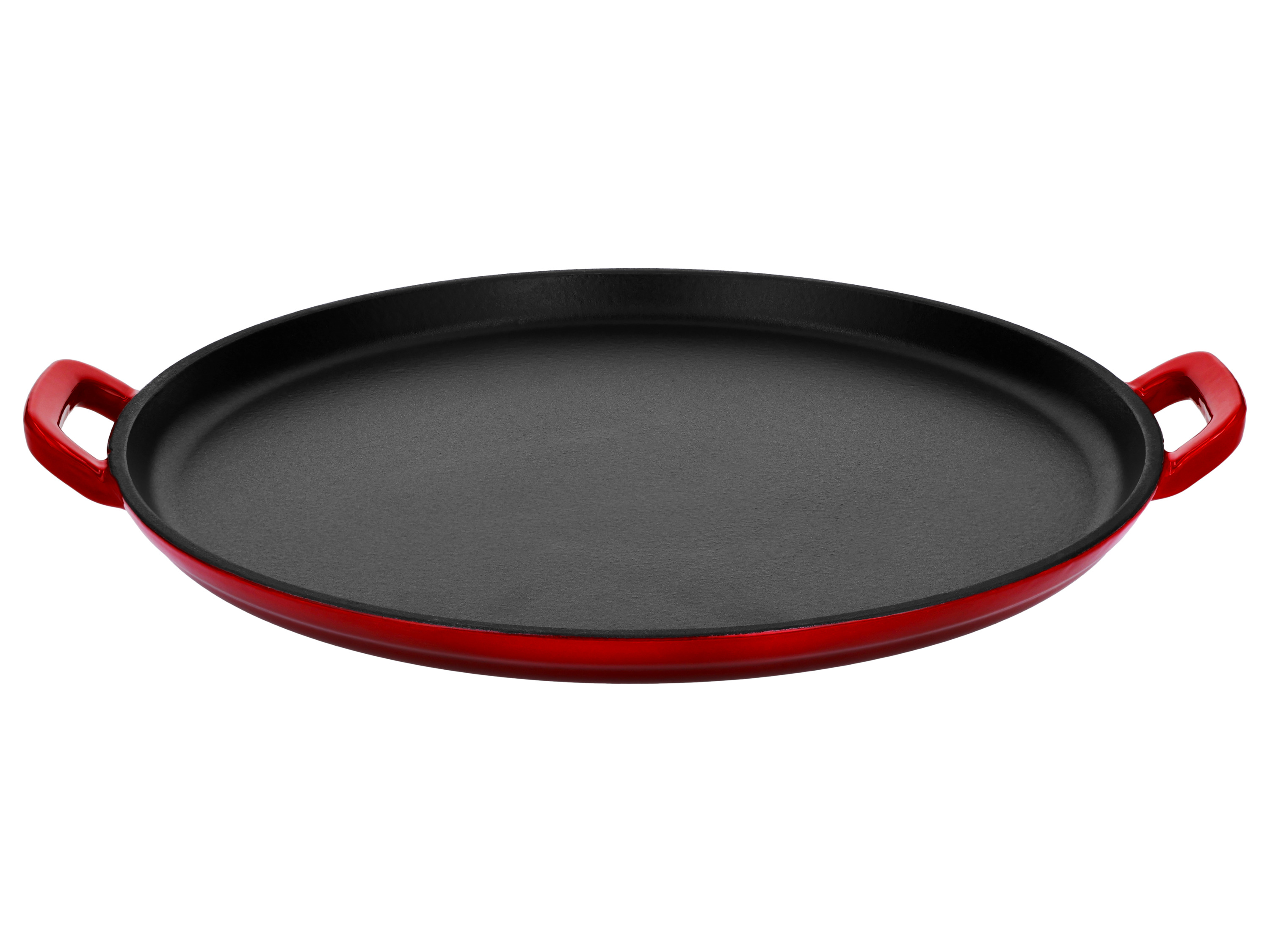 SILVERCREST® Premium-Gusseisenpizzaplatte Ø 31 cm Premium-Gusseisengrillplatte L 36,0 x B 26,0 cm (Pizzaplatte/rot)