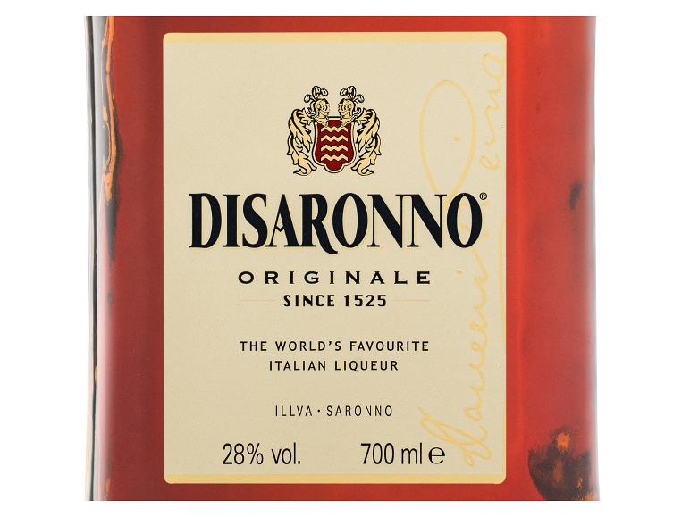 Flasche Disaronno Originale, ein italienischer Likör, mit Etikett.