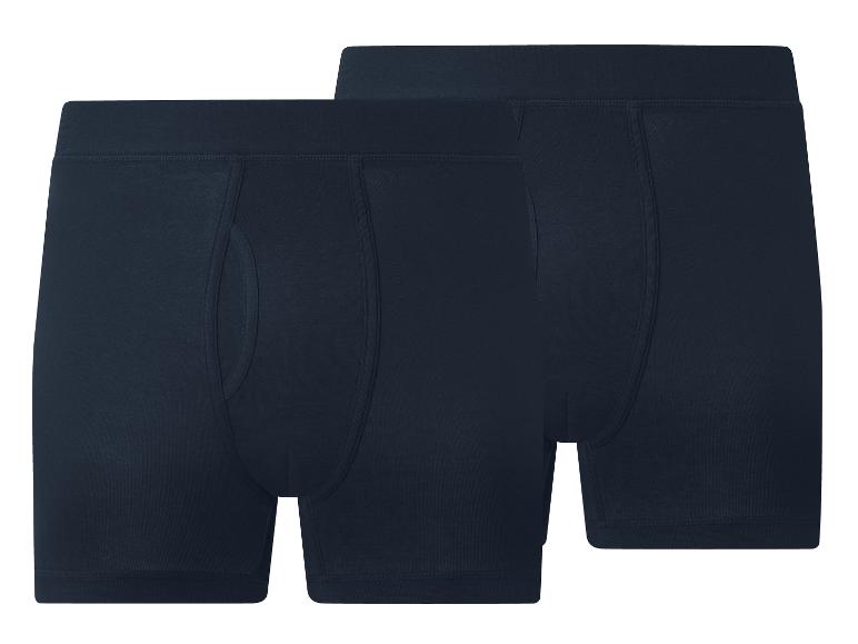 ESMARA MEN 2er-Pack dunkelblaue Feinripp-Boxer mit Eingriff.