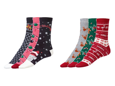 esmara Damen Socken Weihnachten, 3 Paar, mit Baumwolle