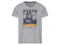 Ein graues T-Shirt mit einem Aufdruck von Palmen und dem Text 'Los Angeles Beach California'.