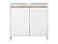Weißer Badezimmerschrank mit zwei Türen.