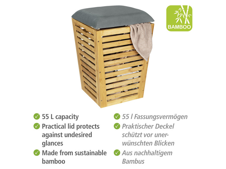 Gehe zu Vollbildansicht: Wenko Bad und Wohnhocker »Bambus«, mit Sitzpolster - Bild 27