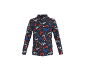 Kinder-Langarmshirt mit Berg- und Fuchsmuster.