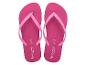 Ein Paar pinke Flip-Flops mit „Copacabana by Ipanema“-Schriftzug und Größen 37 EUR, 4 UK.