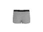 Graue Herren-Boxershorts mit schwarzem Bund, Rückansicht.