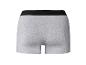 Graue Herren-Boxershorts mit schwarzem Bund, Rückansicht.