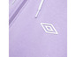 Lilafarbene Kapuzenjacke mit weißem Reißverschluss und Umbro-Logo.
