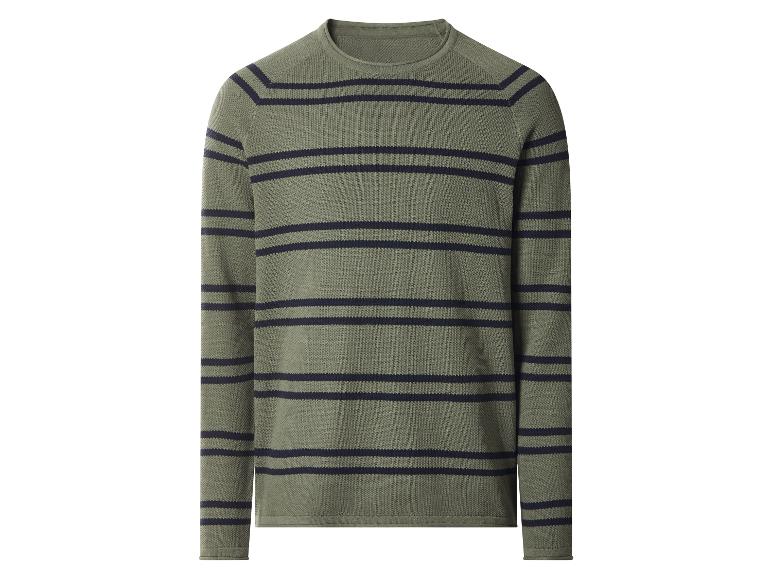 Herren-Pullover in Grün mit dunkelblauen Streifen