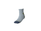 Einzelner hellblauer Socke mit grünem Dinosaurier-Muster und blauer Spitze.