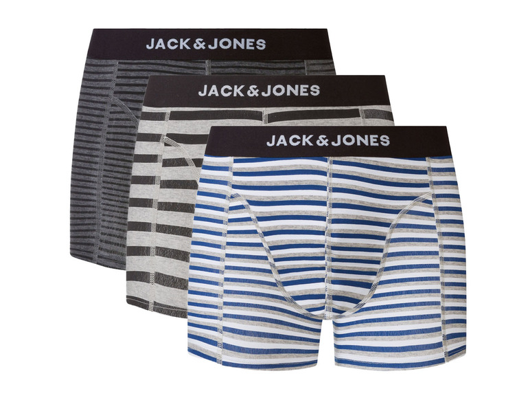 Drei Paar Jack & Jones Boxershorts mit Streifen.